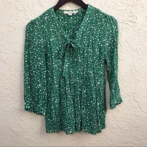 Boden Green Star Print Blouse